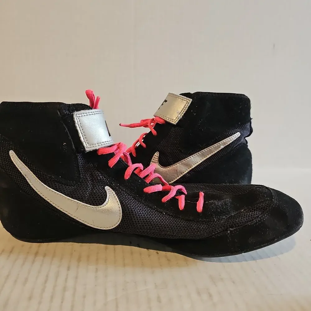 Nike Speedsweep 7 Wrestling Shoes Men Size 13 Black Silver Leather Mesh Boxing